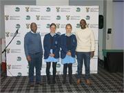 Mr Xolani Zwane (left) DDG Risimati Mathye (right) and the third runner-ups form Western Cape Province 010